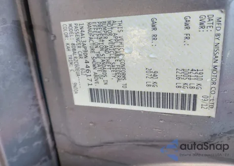 2013 Nissan Altima 2.5 S z USA, uszkodzony, nr VIN 1N4AL3AP9DN446171